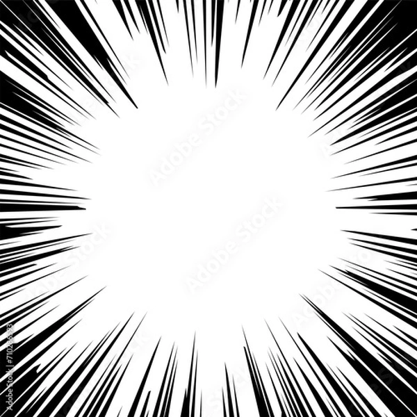 Fototapeta 黒色の線の集中線　強調や閃光の効果線