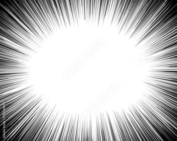 Obraz 黒色の線の集中線　強調や閃光の効果線