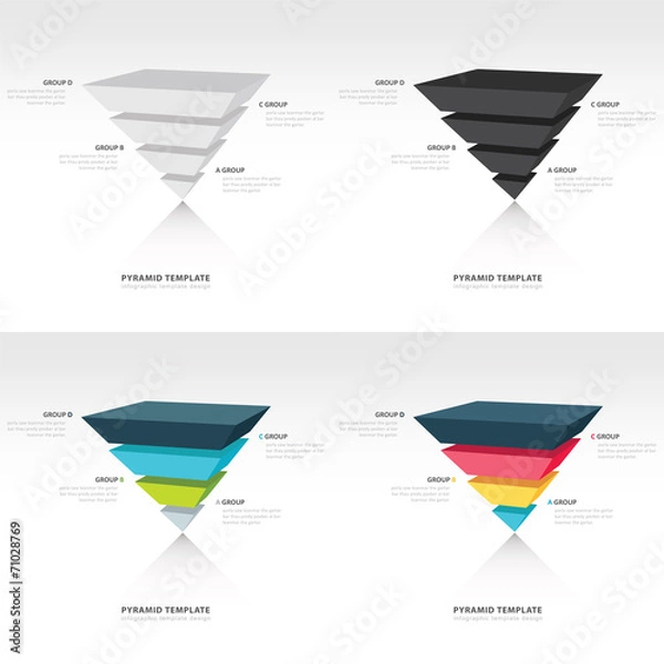 Fototapeta pyramid upside down infographic template set