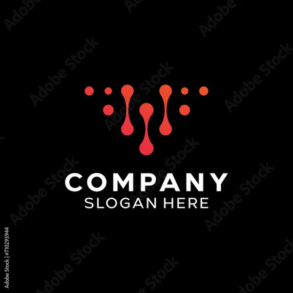 Fototapeta Letter V Tech Simple Monogram Logo