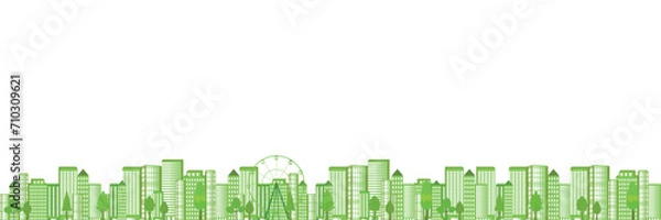 Fototapeta 新緑　ビル　葉　風景　背景	