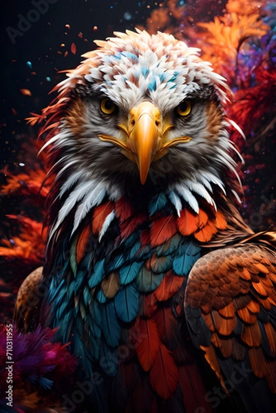 Obraz Artistic Powerful Multi Color Eagle Portrait Generative AI