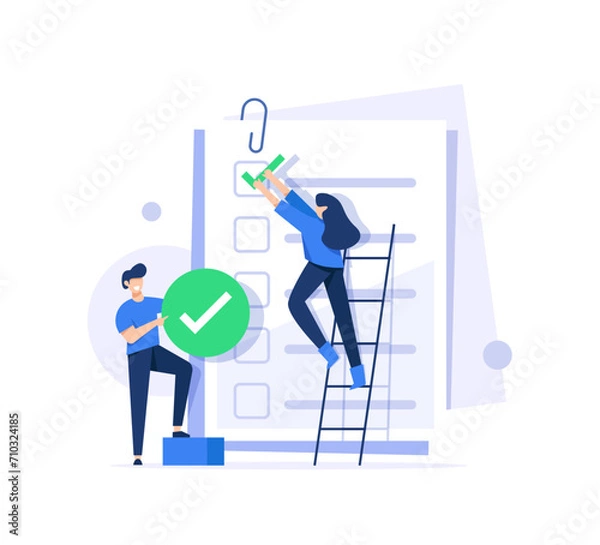 Fototapeta Project management concept,teamwork to get work done, complete plan,Finishing todo list, work checklist or accomplishment