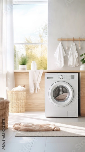 Fototapeta Laundry Display Photoshoot clean. simple, futuristic