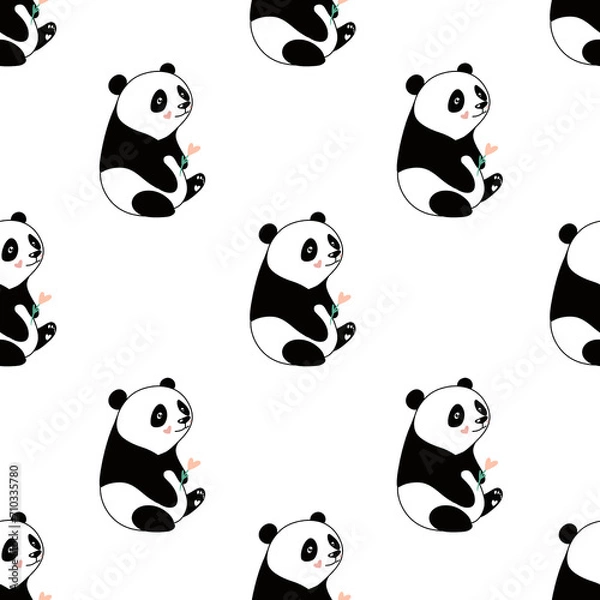 Obraz panda seamless pattern with cute pandas