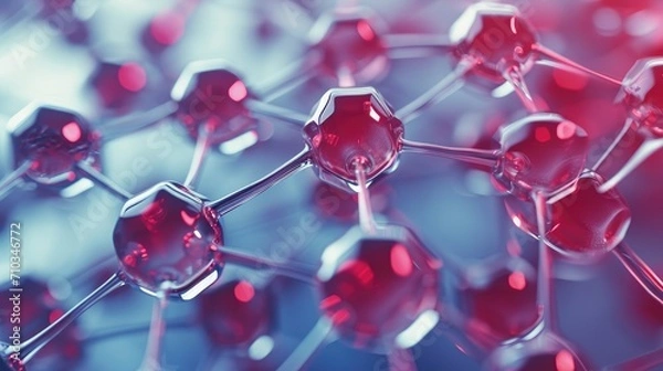 Fototapeta Molecule or Atom Abstract Molecular Structure for Scientific or Medical Background, 3D Illustration, AI Generated