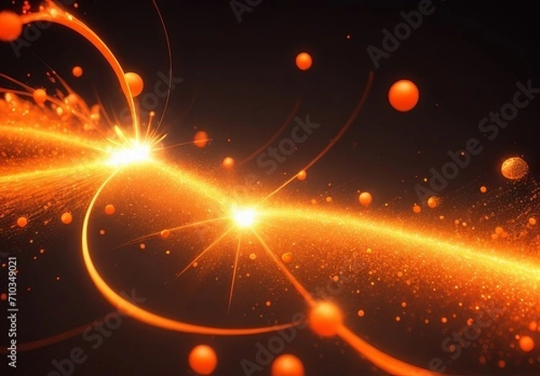 Obraz Luminous orange lines of speed. Light glowing effect . Abstract motion lines. PNG format. Light trail wave, fire path trace line, car lights, optic fiber and incandescence curve twirl.
