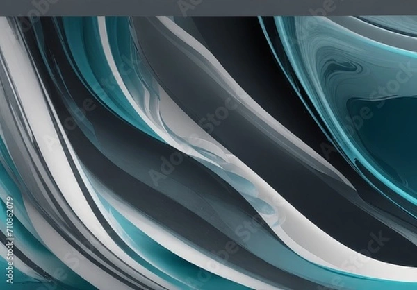 Fototapeta inconspicuous header with elegant abstract waves illustration with dark gray, teal blue and light slate gray color.
