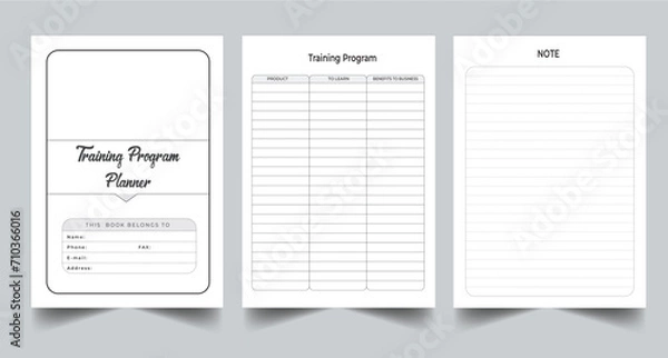 Fototapeta Editable Training Program Planner Kdp Interior printable template Design.