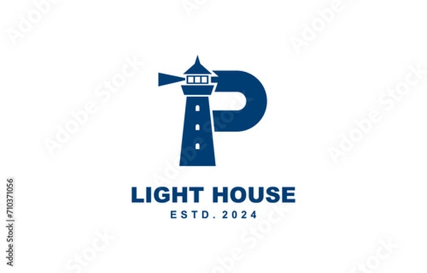 Obraz P Letter light house logo template for symbol of business identity
