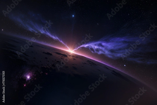 Fototapeta a close up of a galaxy with a star in the background,generative ai