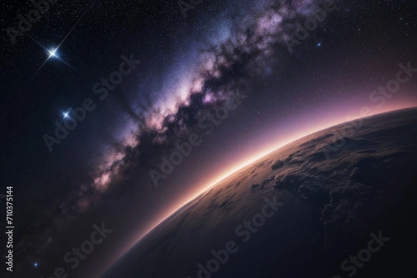 Fototapeta a close up of a galaxy with a star in the background,generative ai