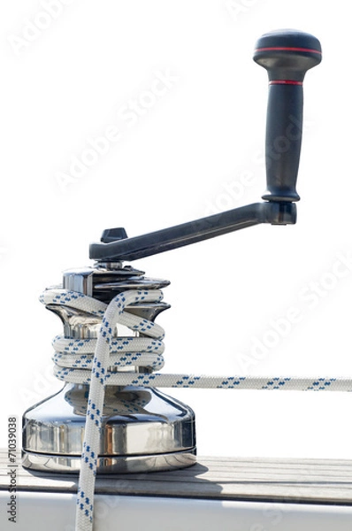 Obraz Winch with line on white background