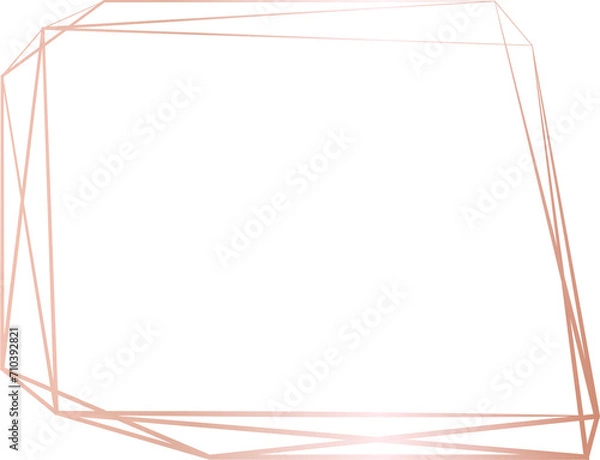 Fototapeta Rose gold geometric frame illustration on transparent background.