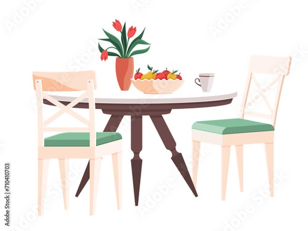 Fototapeta Kitchen furniture vector illustration. Stylish furniture and durable kitchenware define essence culinary setting The installation kitchen accessories transforms domestic space into haven Culinary