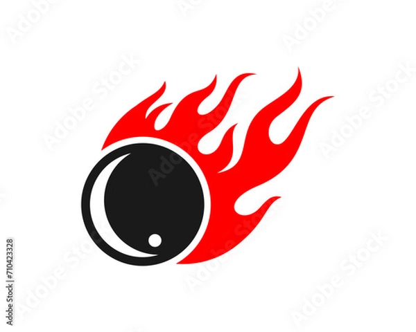 Fototapeta Abstract asteroid with fire flame icon vector logo