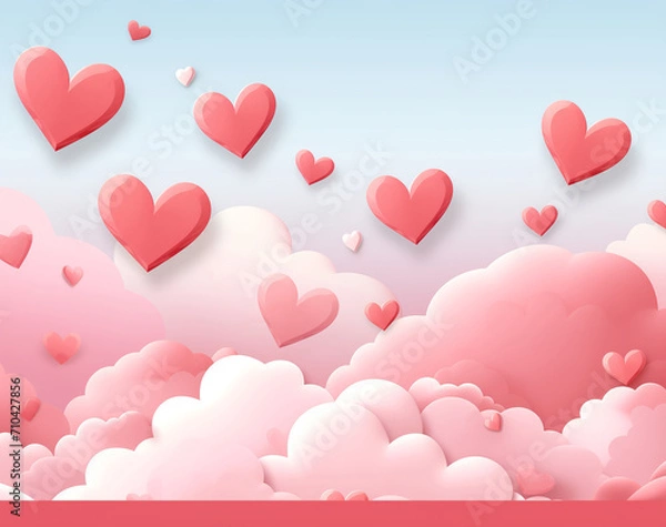 Obraz Beautiful and Romantic illustration of red and pink hearts of love background with copysapce