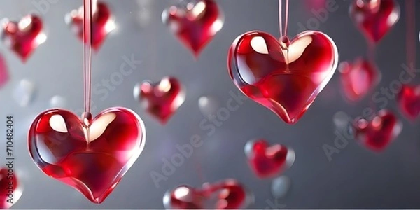 Obraz red hearts on a white background