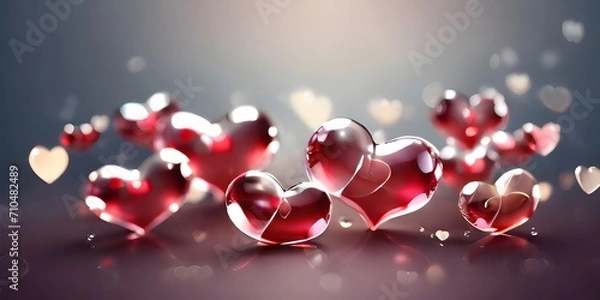 Obraz hearts on a red background