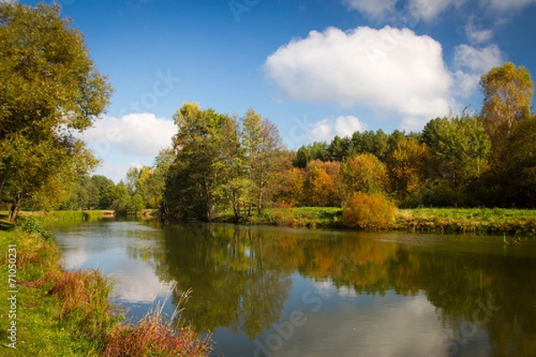 Obraz golden autumn on the lake.