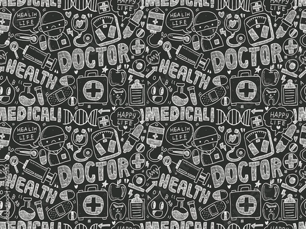 Obraz seamless doodle medical pattern