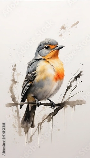 Obraz Cute bird, watercolor