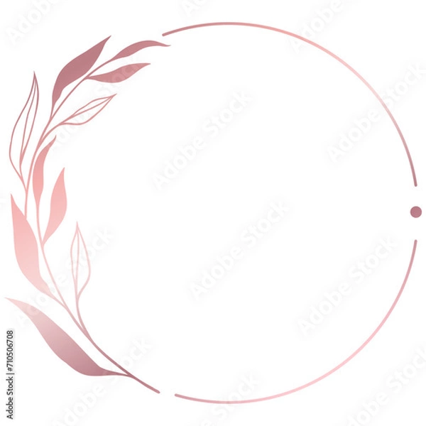 Obraz Rose gold floral circle line frame border