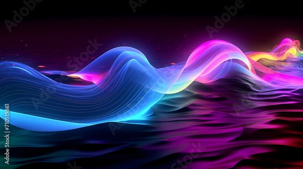 Fototapeta Abstract geometric lines background, technological lines background and light effects, 3D rendering