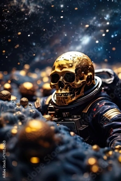Fototapeta The golden skeleton of an astronaut