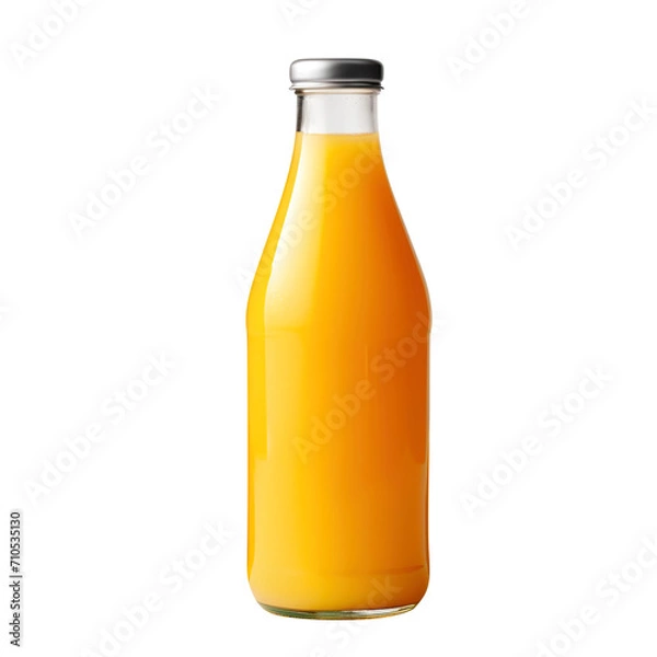 Fototapeta bottle of Mango juice and fruit isolated on transparent background Remove png, Clipping Path, pen tool