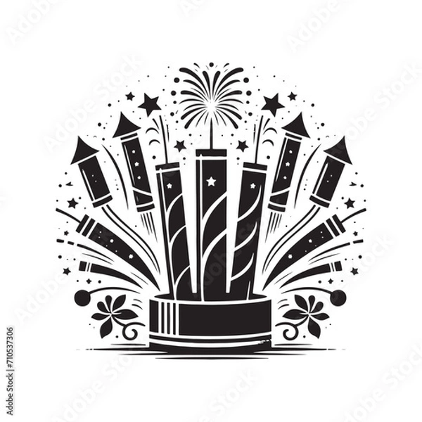 Fototapeta Pyrotechnic Harmony: Elevate Your Designs with Mesmerizing Chinese Firecrackers Silhouette Stock Imagery - Chinese New Year Silhouette - Chinese Firecrackers Vector Stock
