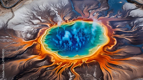 Fototapeta Grand Prismatic Spring in Yellowstone National Park generated AI