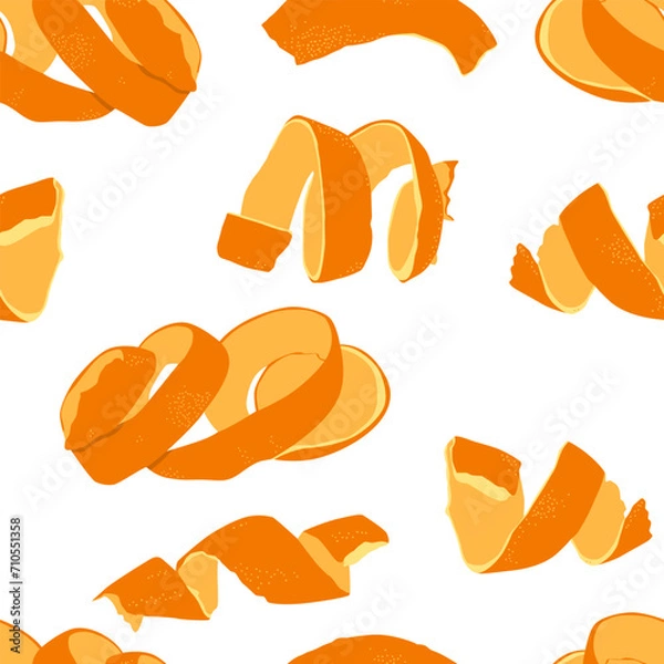 Fototapeta Orange peel, zest vector cartoon seamless pattern background for wallpaper, wrapping, packing, and backdrop.