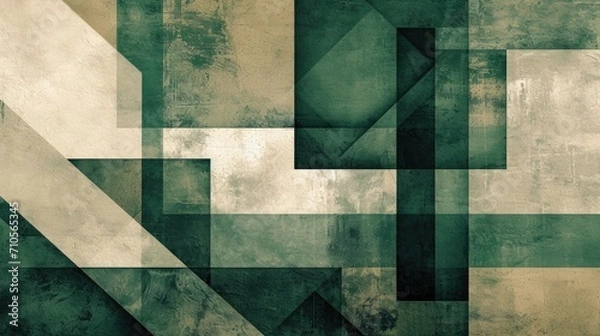 Fototapeta Emerald and beige modern digital abstract with geometric patterns