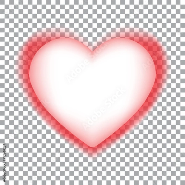 Obraz Heart icon on transparent background. Original white heart with red shadow. Vector