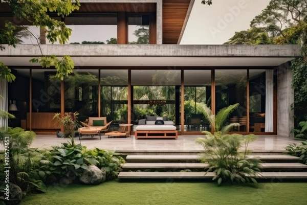 Obraz Exterior of a modern villa in the tropics. Nobody inside