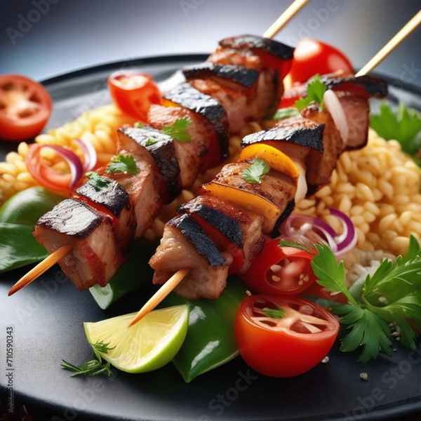 Fototapeta shish kebab on skewers