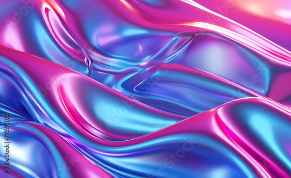 Fototapeta Elegant Metallic Waves: Pink and Blue Fluid Abstraction