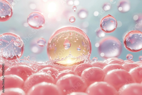 Fototapeta There is a skin layer made of collagen around the water droplets that have a good effect on the skin.