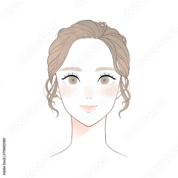 Fototapeta 美容イラスト_女性_正面顔