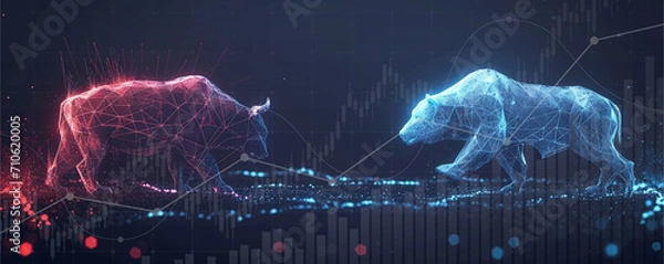 Obraz Stock market exchange or financial technology, ai technology