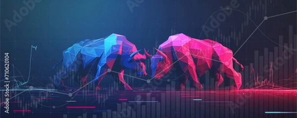 Obraz Stock market exchange or financial technology, ai technology