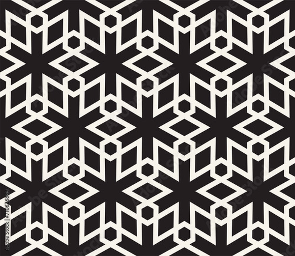 Fototapeta Vector seamless pattern. Repeating geometric elements. Stylish monochrome background design.