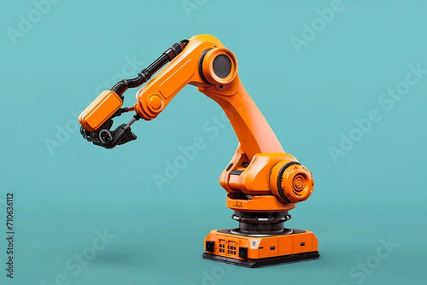 Fototapeta Robotic arm on colored background