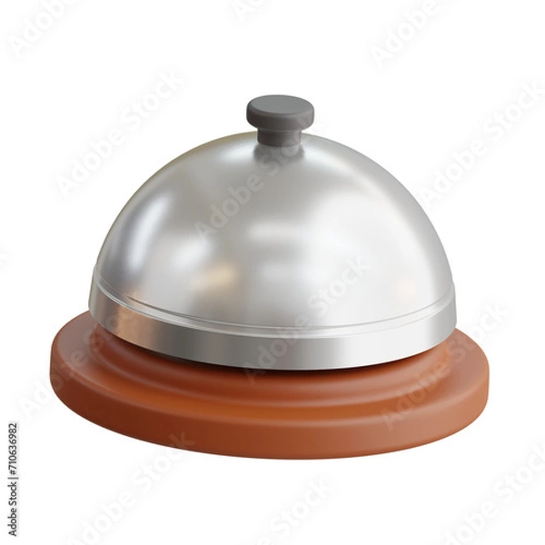 Obraz 3D Reception Bell Model Ring for Service. 3d illustration, 3d element, 3d rendering. 3d visualization isolated on a transparent background