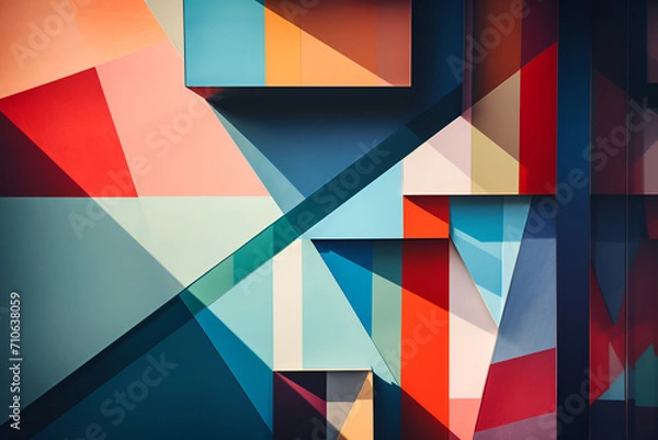 Obraz Geometrical multicolored background, minimalist coloured background | Ai generated