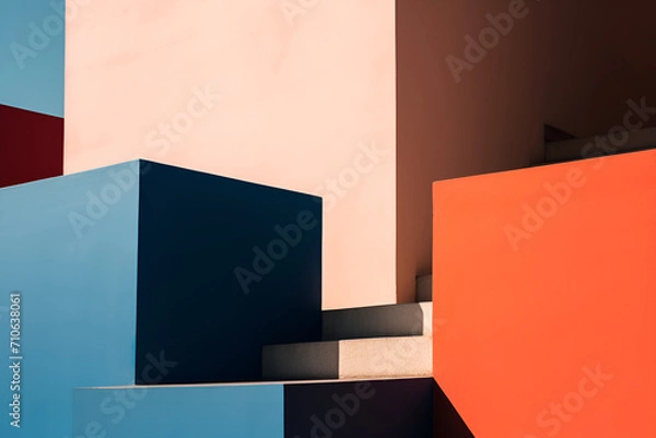 Obraz Geometrical multicolored background, minimalist coloured background | Ai generated