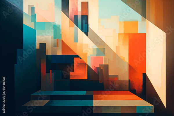 Fototapeta Geometrical multicolored background, minimalist coloured background | Ai generated