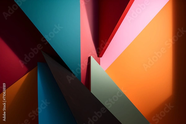 Fototapeta Geometrical multicolored background, minimalist coloured background | Ai generated