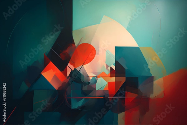 Fototapeta Geometrical multicolored background, minimalist coloured background | Ai generated